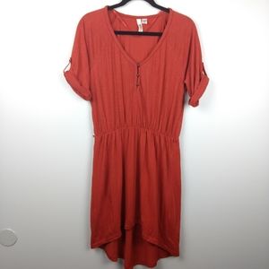 ROUTE 66 Burnt Orange Tab Sleeve Casual Dress